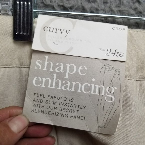 Cato Pants Womens 24W Cream Stretch High Rise Curvy Shape Enhancing Crop NWT - Picture 9 of 15